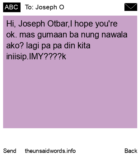 unsent message to Joseph O