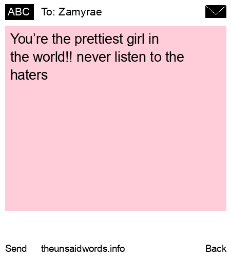unsent message to Zamyrae