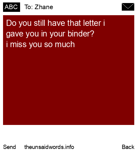 unsent message to Zhane