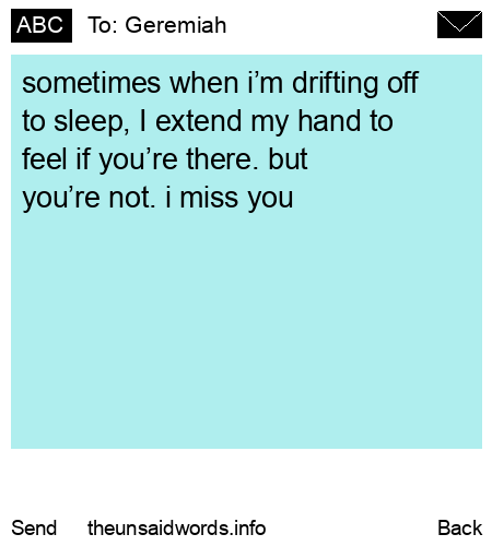 unsent message to Geremiah