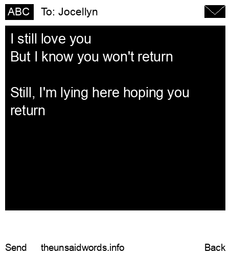unsent message to Jocellyn