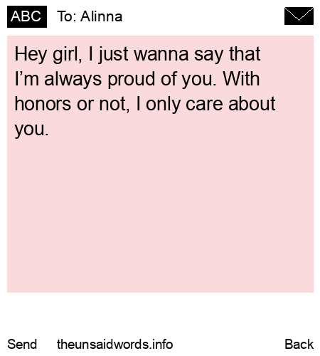 unsent message to Alinna