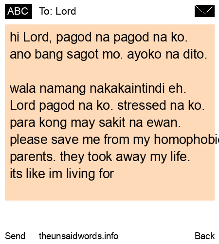 unsent message to Lord