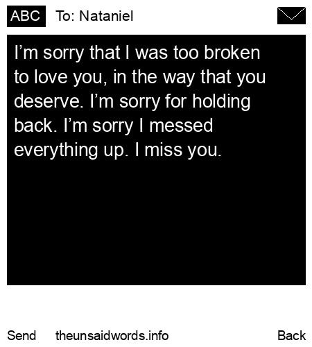 unsent message to Nataniel
