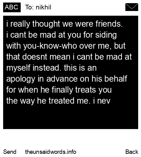 unsent message to nikhil