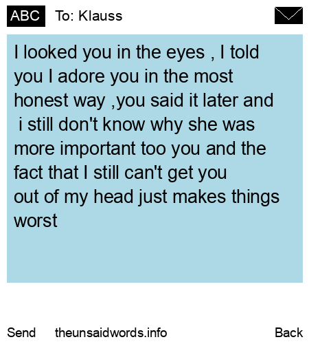 unsent message to Klauss