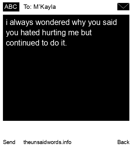 unsent message to M’Kayla