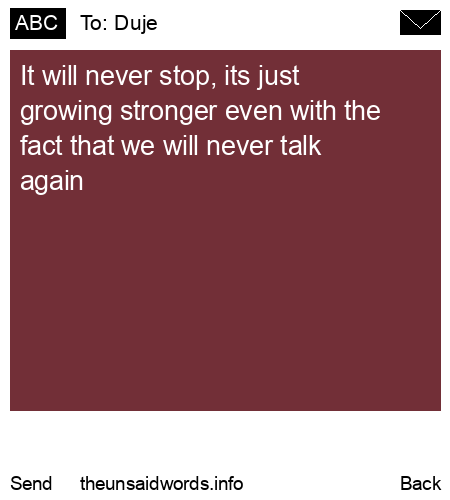 unsent message to Duje 