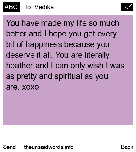 unsent message to Vedika