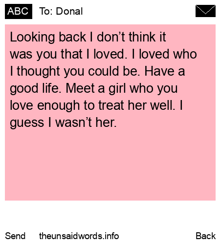 unsent message to Donal