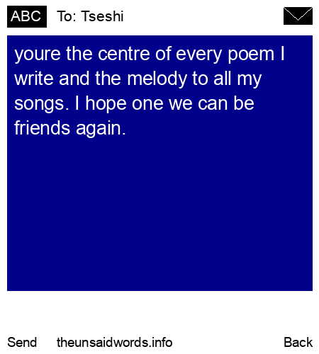 unsent message to Tseshi
