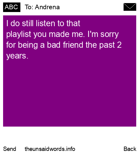unsent message to Andrena