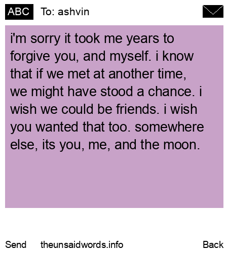 unsent message to ashvin