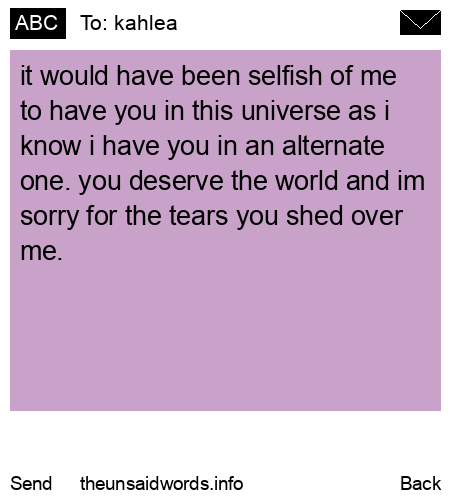 unsent message to kahlea