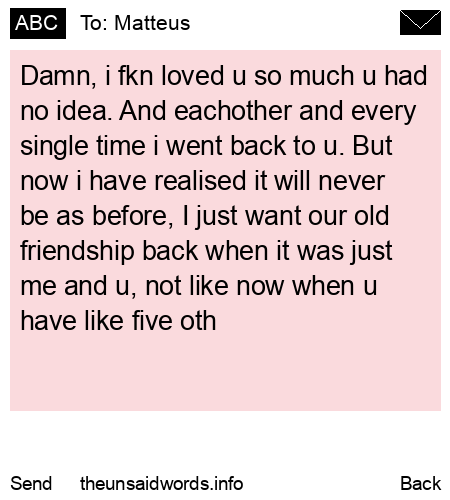 unsent message to Matteus