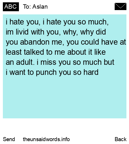 unsent message to Aslan