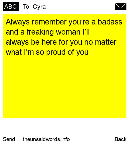unsent message to Cyra