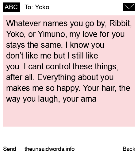 unsent message to Yoko