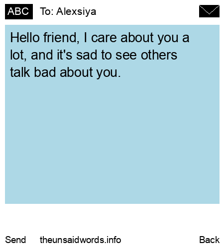 unsent message to Alexsiya