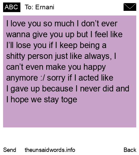 unsent message to Ernani