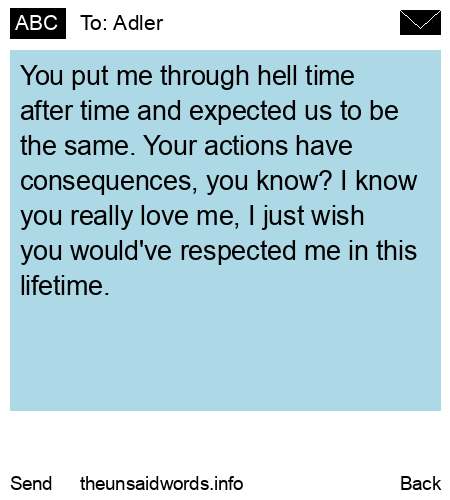 unsent message to Adler
