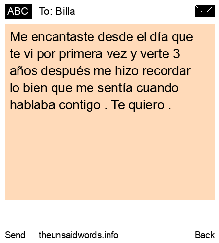 unsent message to Billa
