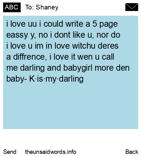 unsent message to Shaney