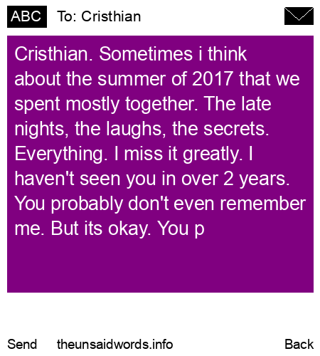 unsent message to Cristhian