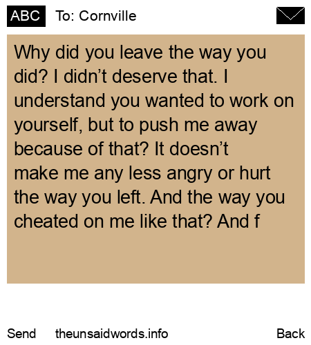 unsent message to Cornville