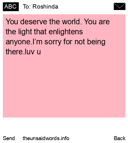 unsent message to Roshinda