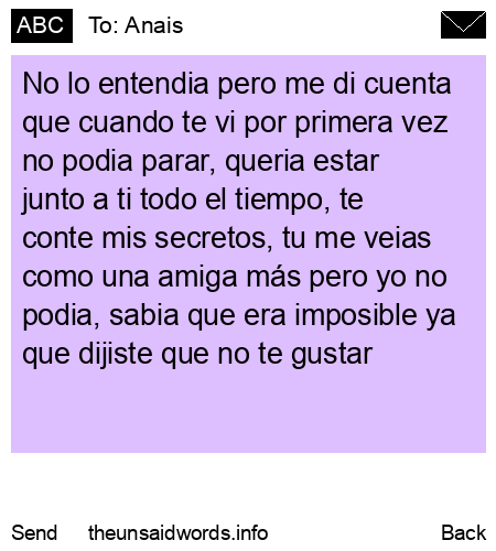 unsent message to Anais