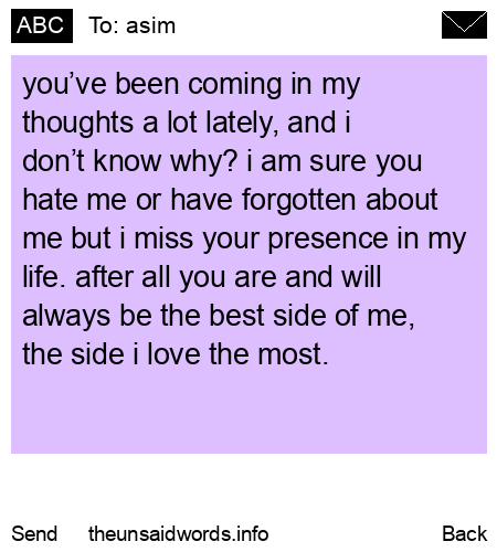 unsent message to asim