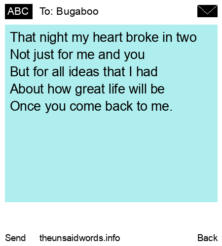 unsent message to Bugaboo