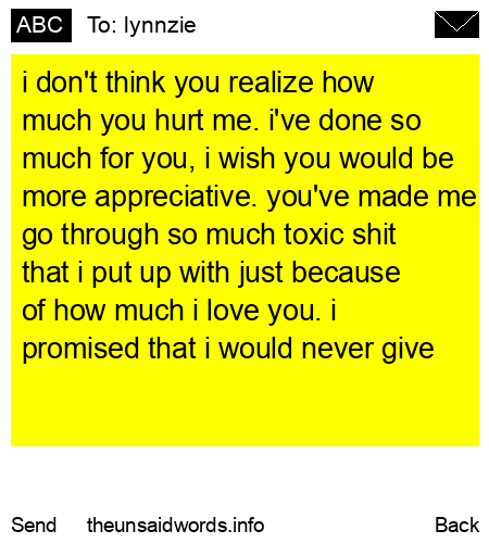 unsent message to lynnzie