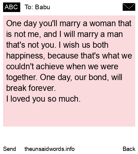 unsent message to Babu