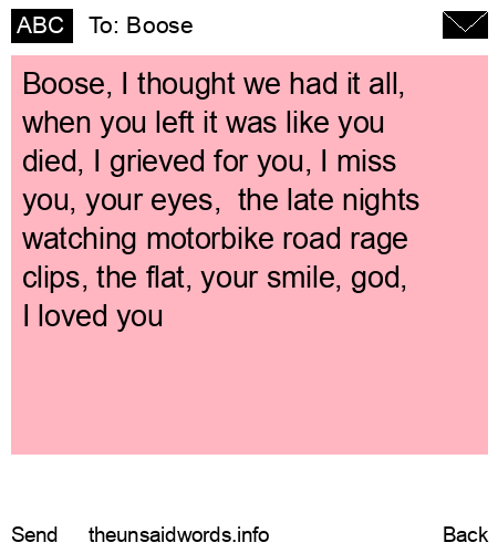 unsent message to Boose