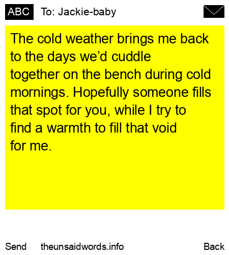unsent message to Jackie-baby
