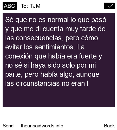 unsent message to TJM