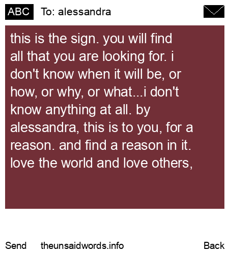 unsent message to alessandra