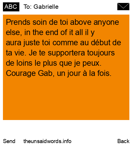 unsent message to Gabrielle