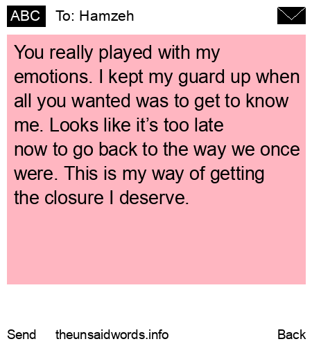 unsent message to Hamzeh