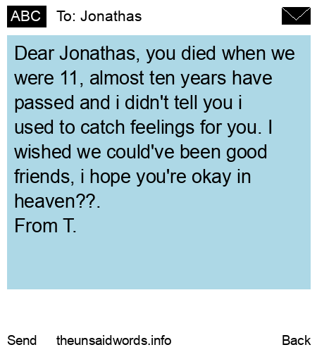 unsent message to Jonathas