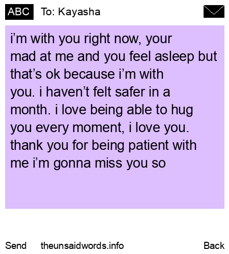 unsent message to Kayasha