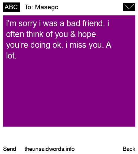 unsent message to Masego