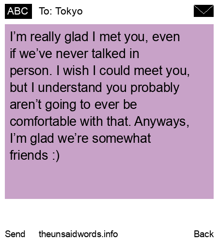 unsent message to Tokyo