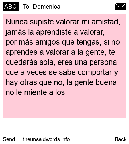 unsent message to Domenica