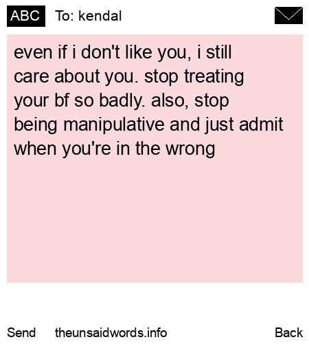 unsent message to kendal