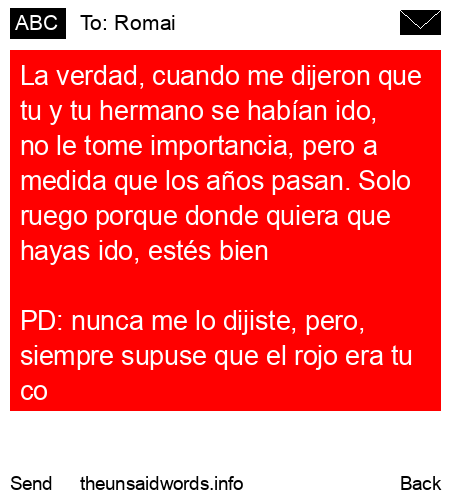unsent message to Romai