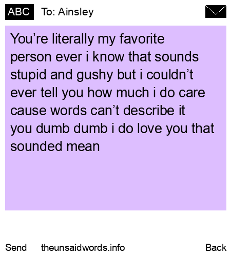 unsent message to Ainsley