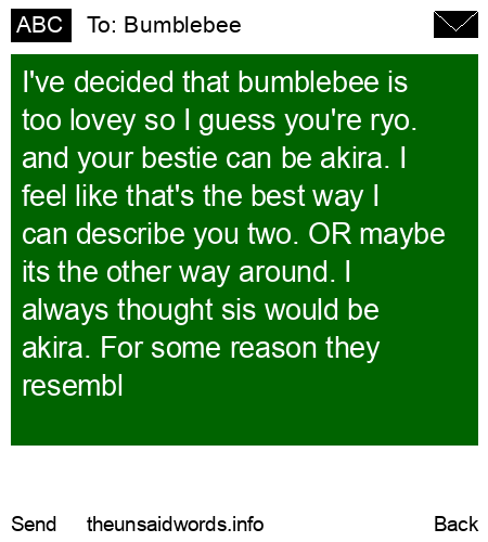 unsent message to Bumblebee